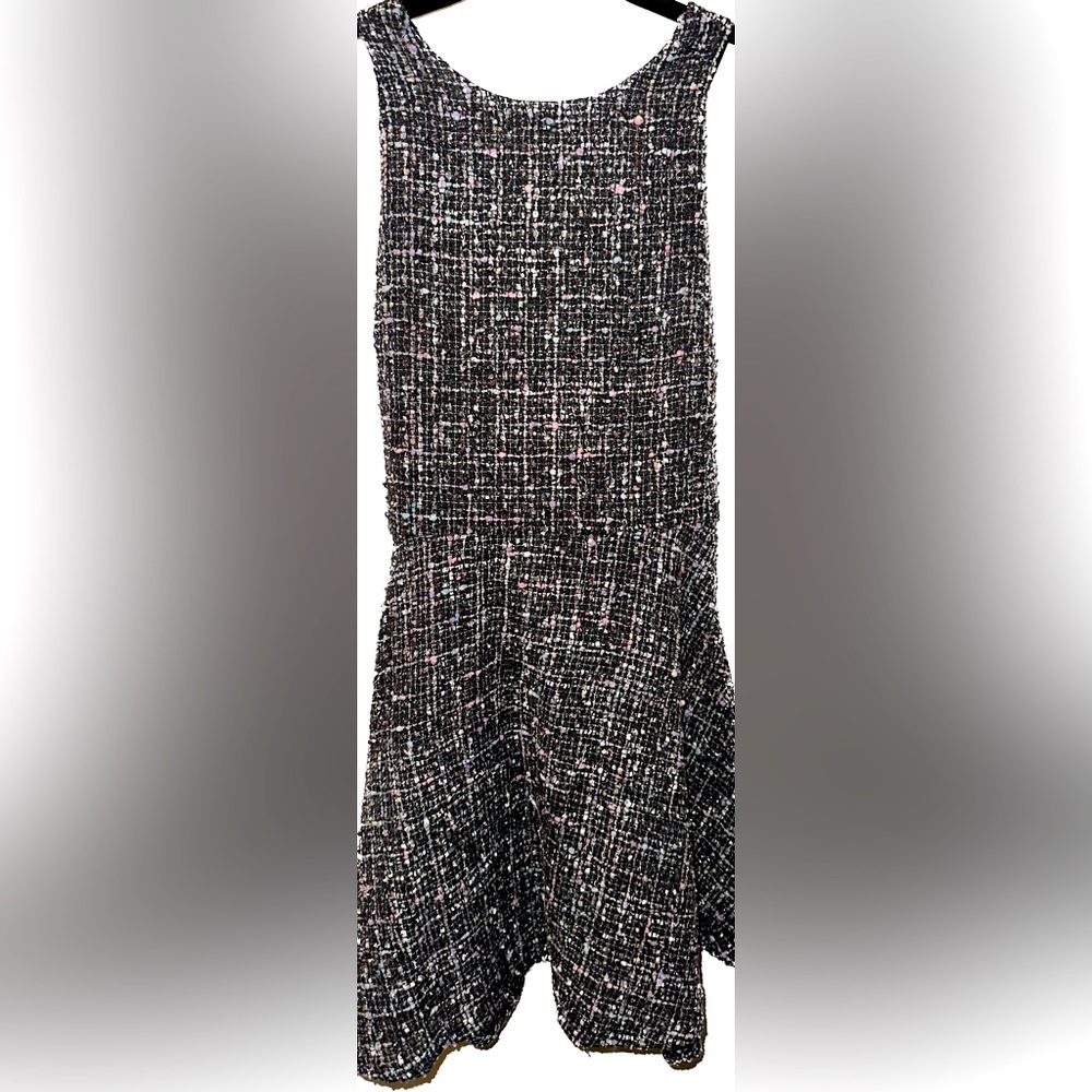 Pastel Shimmery Tweed Open Back Bow Dress